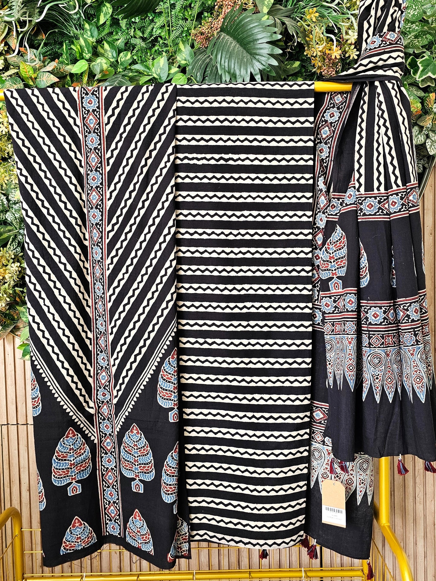 Black Cotton Ajrakh Handblock Printed Cotton Suit Set