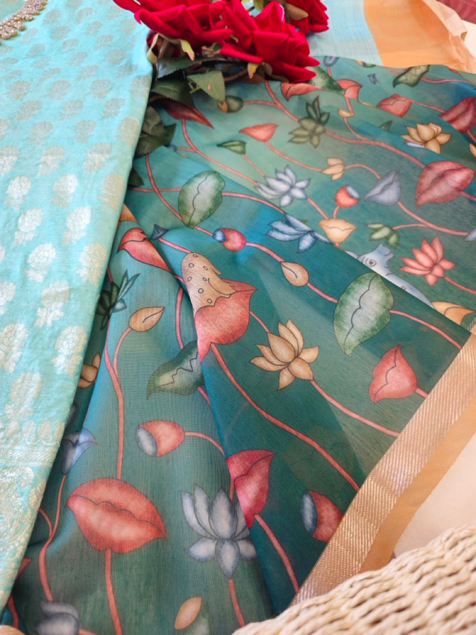 Pale Blue Chanderi Cotton Suit