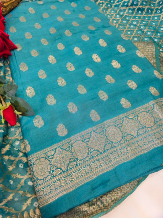 Cyan Banarasi Suit