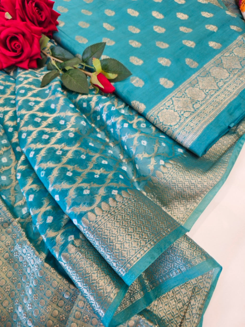 Cyan Banarasi Suit