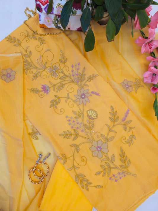 Yellow Katha Kota Suit