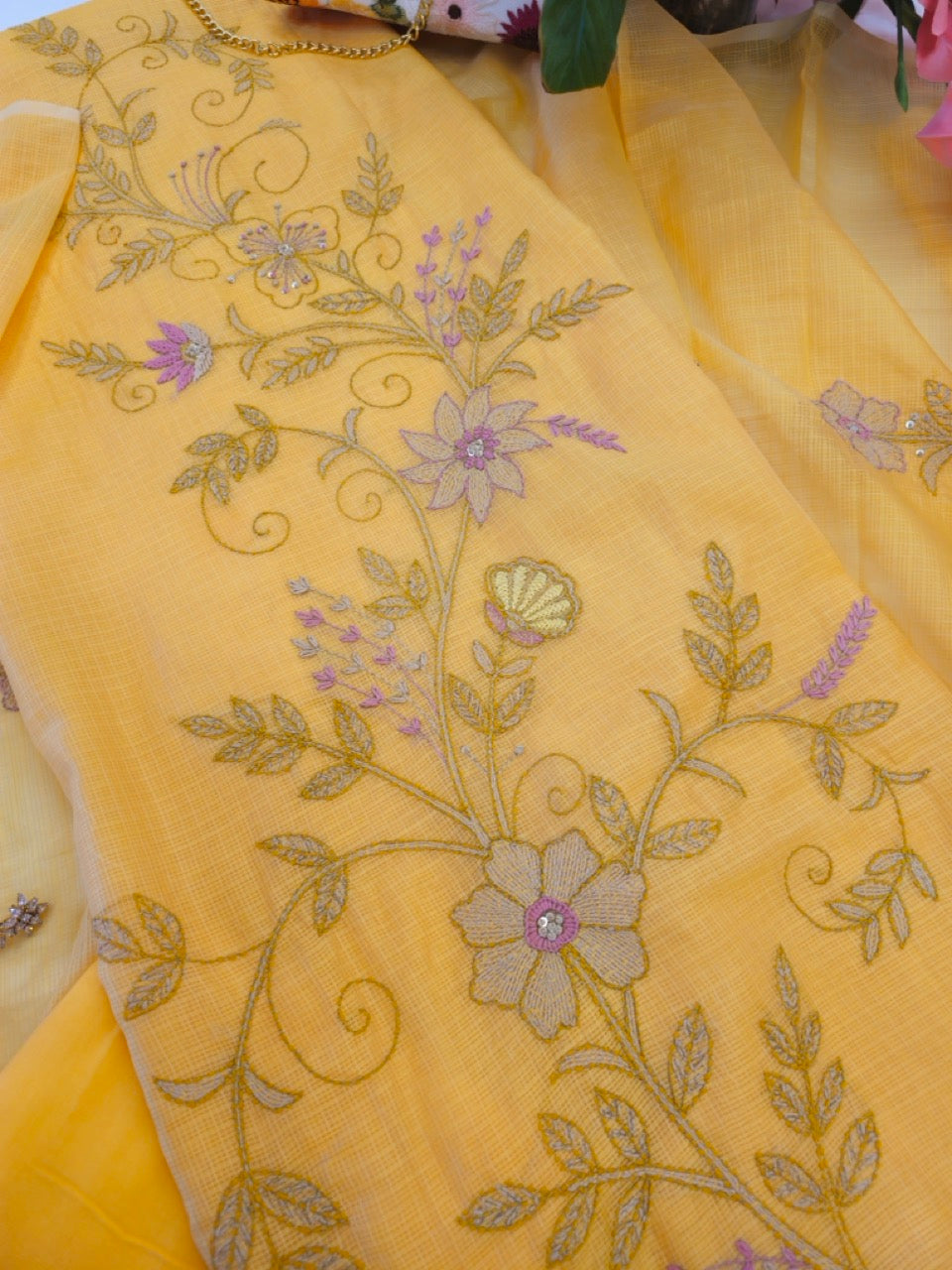 Yellow Katha Kota Suit
