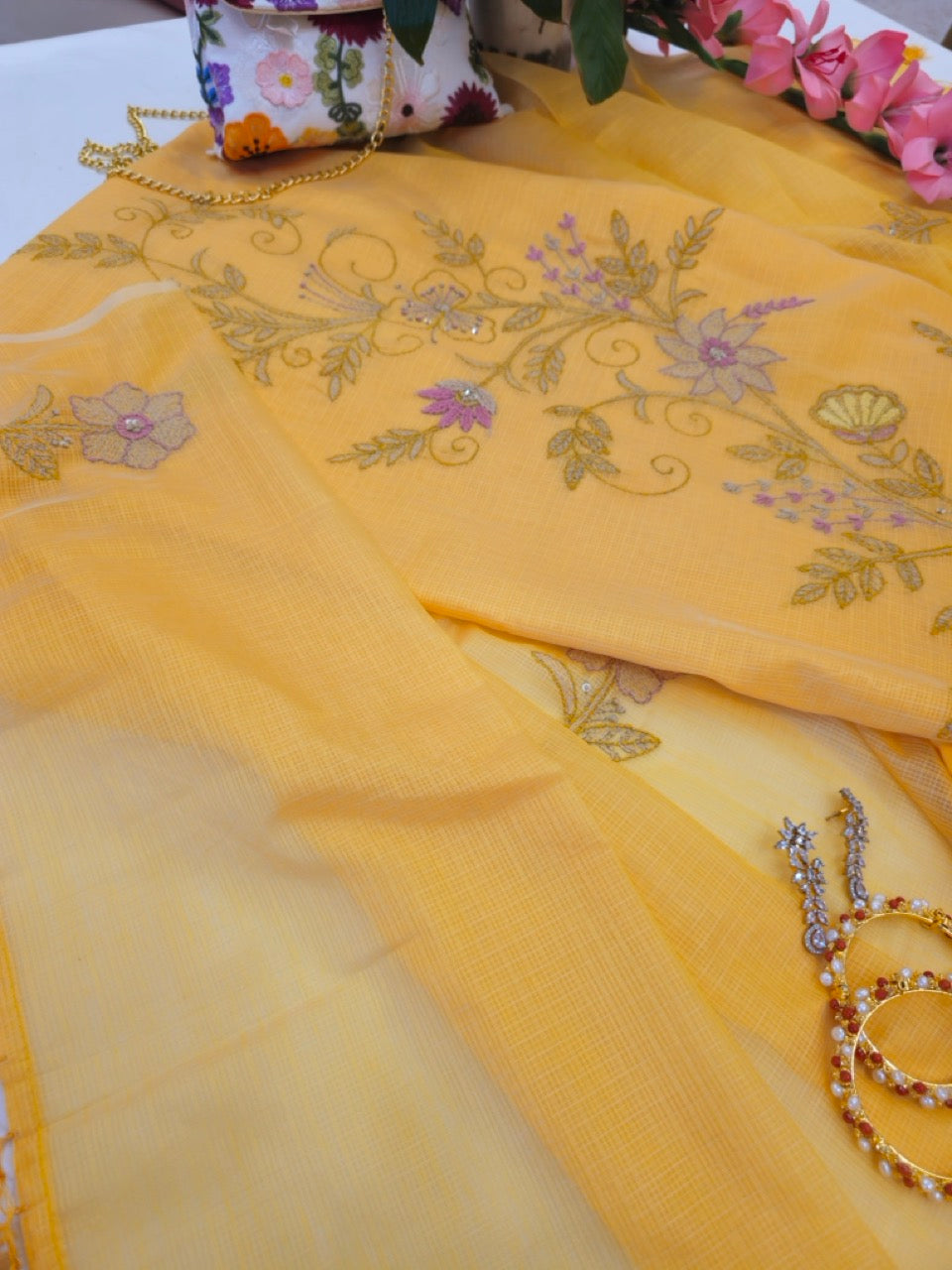 Yellow Katha Kota Suit