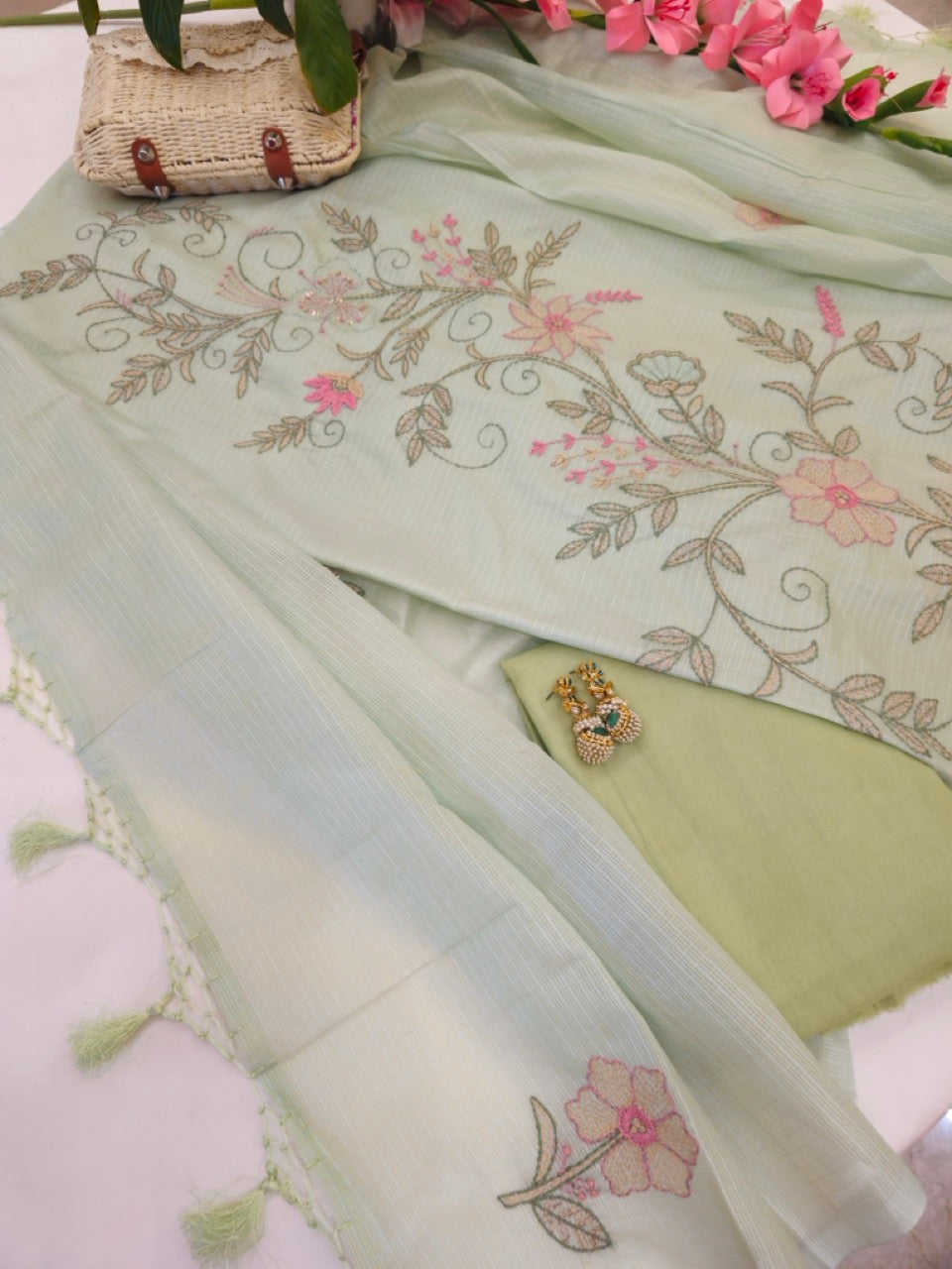 Sage Green Katha Kota Suit