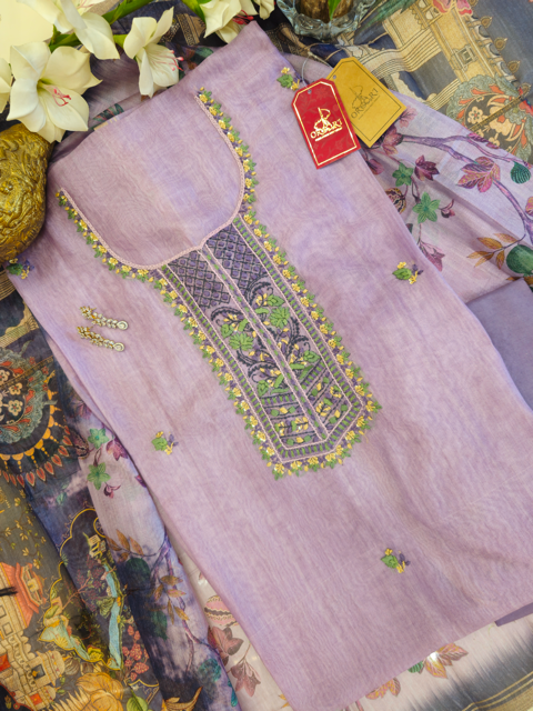 Violet Katha Organza Suit Set