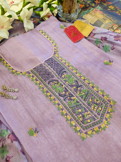 Violet Katha Organza Suit Set