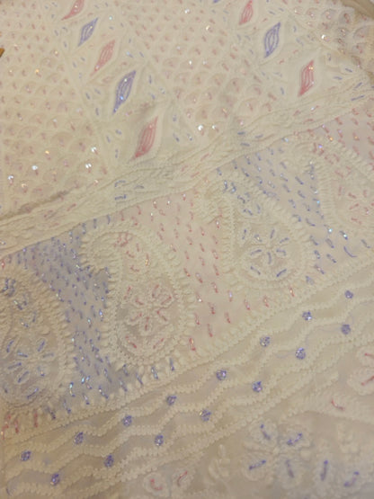 White Pure Georgette Chikankari Suit