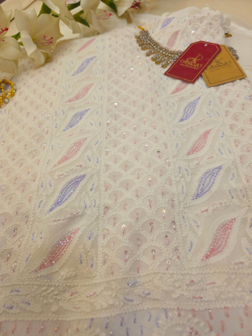 White Pure Georgette Chikankari Suit