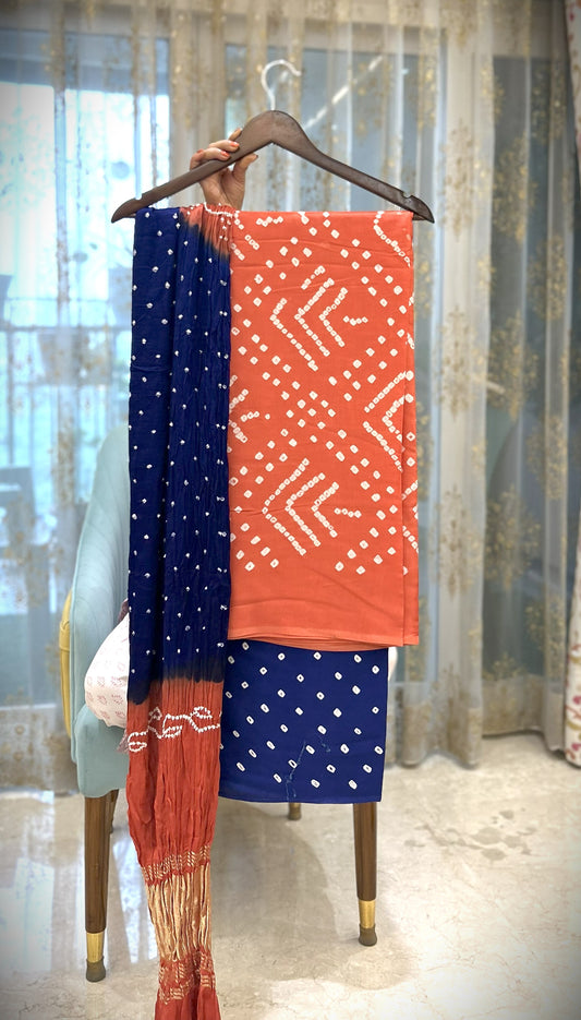 Royal Blue Bandhani Modal Silk Suit