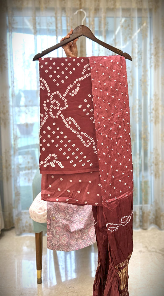Rose Quartz Bandhani Modal Silk Suit
