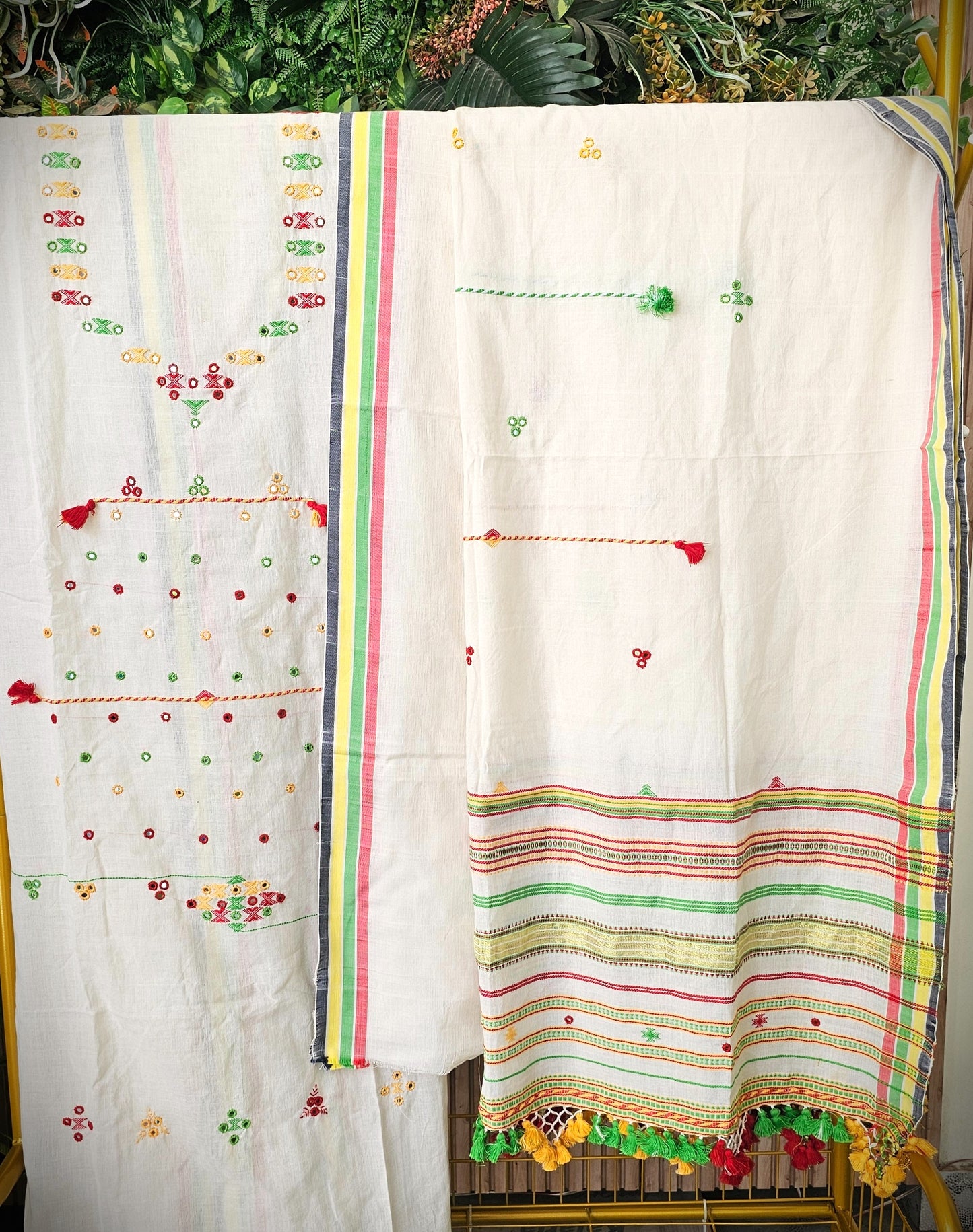 Off-White Bhujodi Kala Cotton Handwoven Suit Set