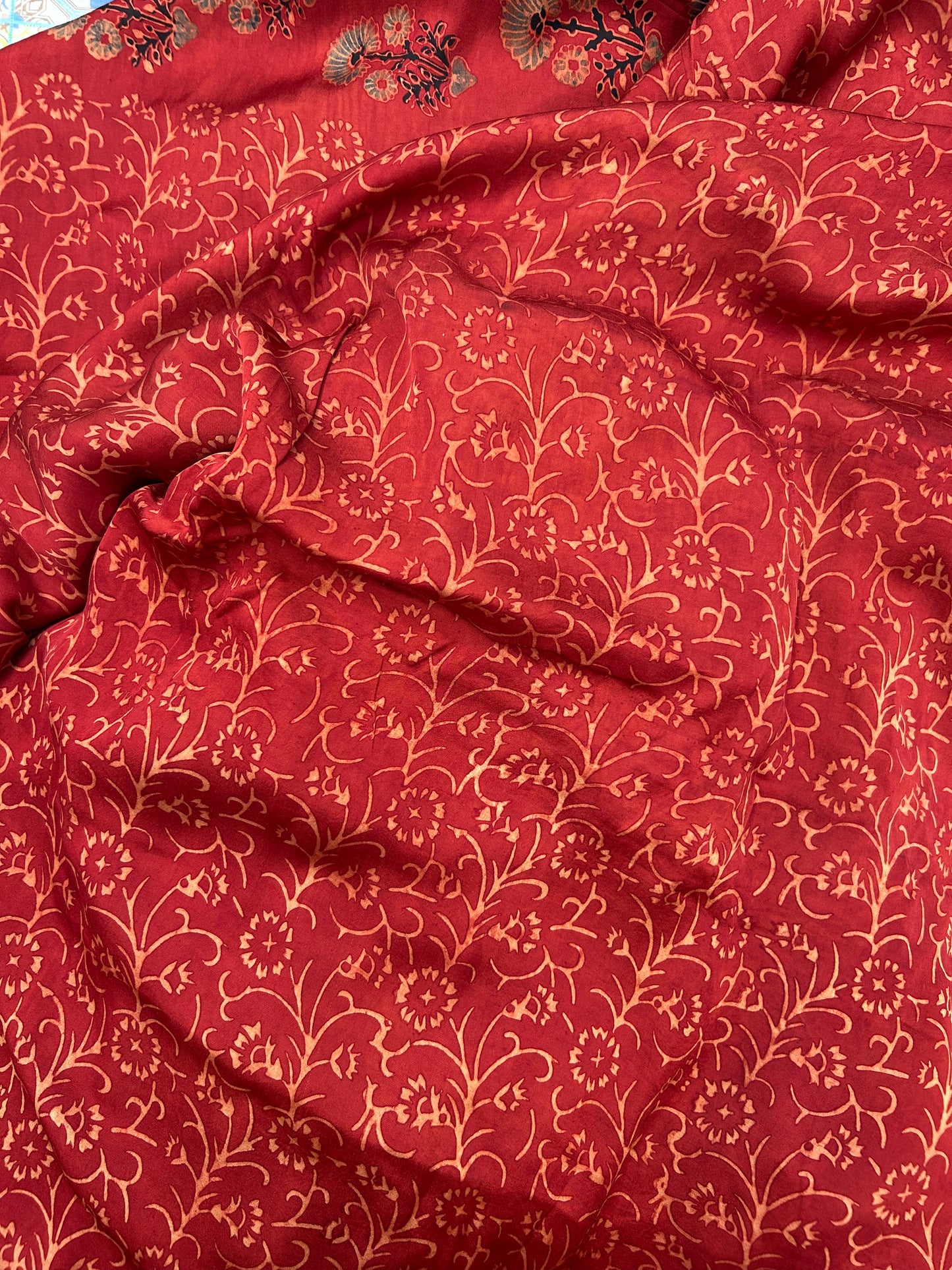 Maroon Ajrakh Modal Silk Saree
