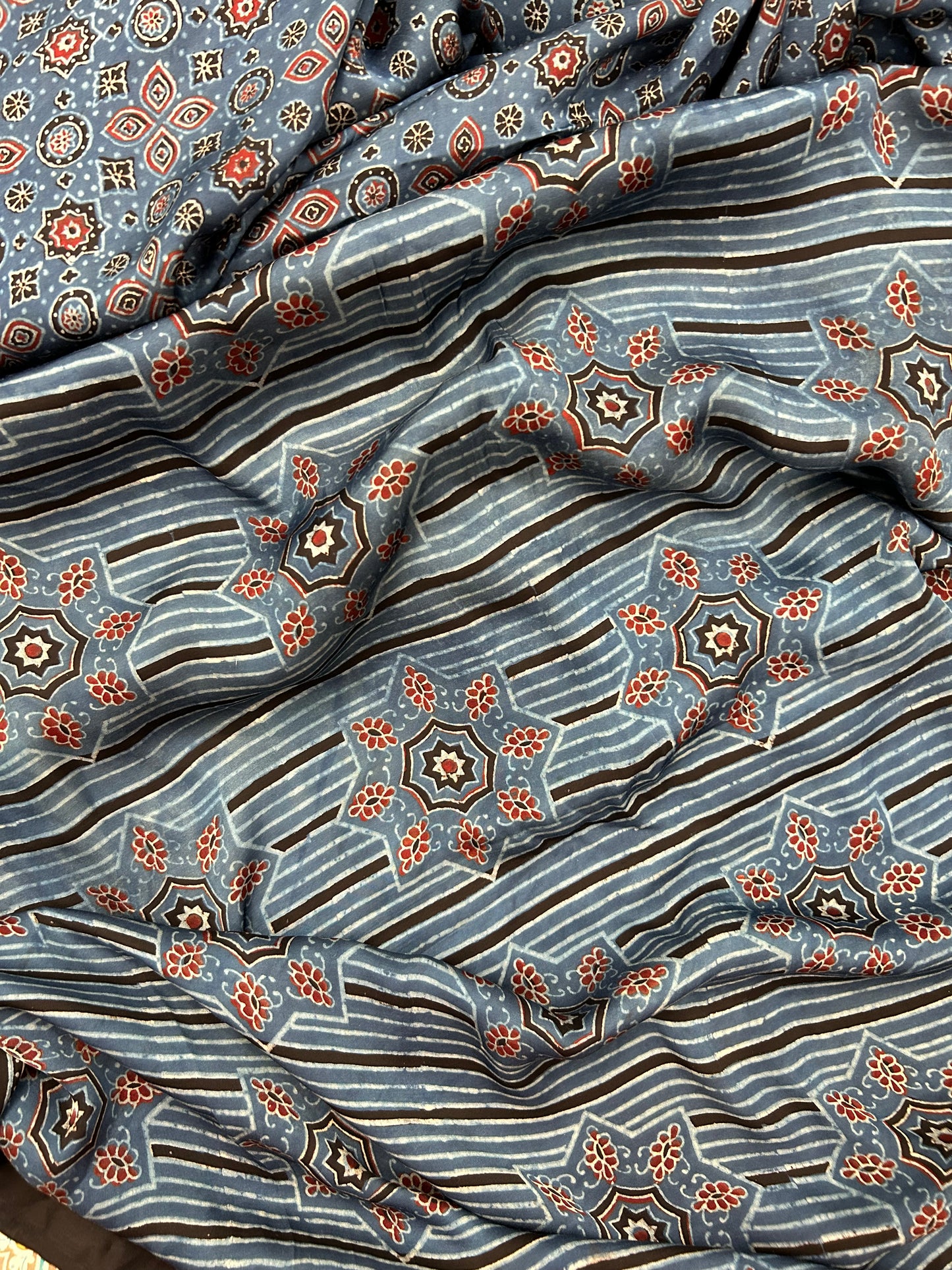 Blue Ajrakh Modal Silk Saree