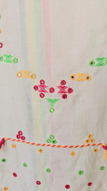 Off-White Bhujodi Kala Cotton Handwoven Suit Set